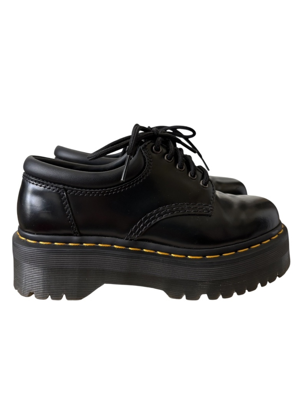 Dr. Martens Women's 8053 Quad Smooth Chunky Platform Derby Shoes Size 6 Black